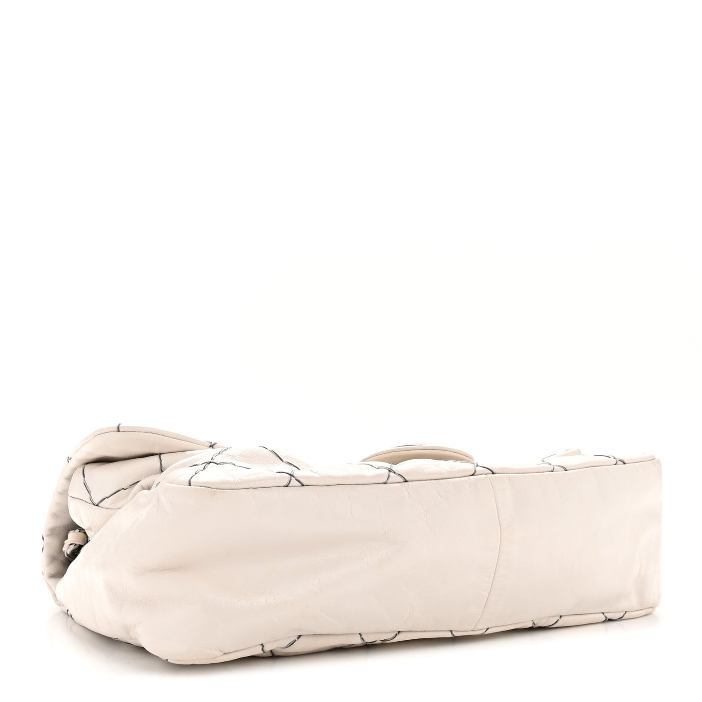 Glazed Goatskin Double Stitch Flap Ivory