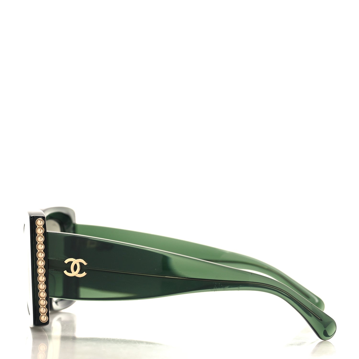 Chanel Acetate Pearl Rectangle Sunglasses 5480-H Dark Green