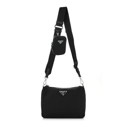 Prada Re-Nylon Saffiano Pocket Zippered Shoulder Bag Black 1 of 10