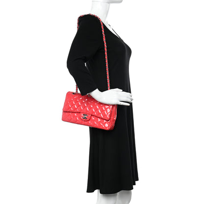 Chanel Patent Quilted Medium Double Flap Dark Pink 2 of 12