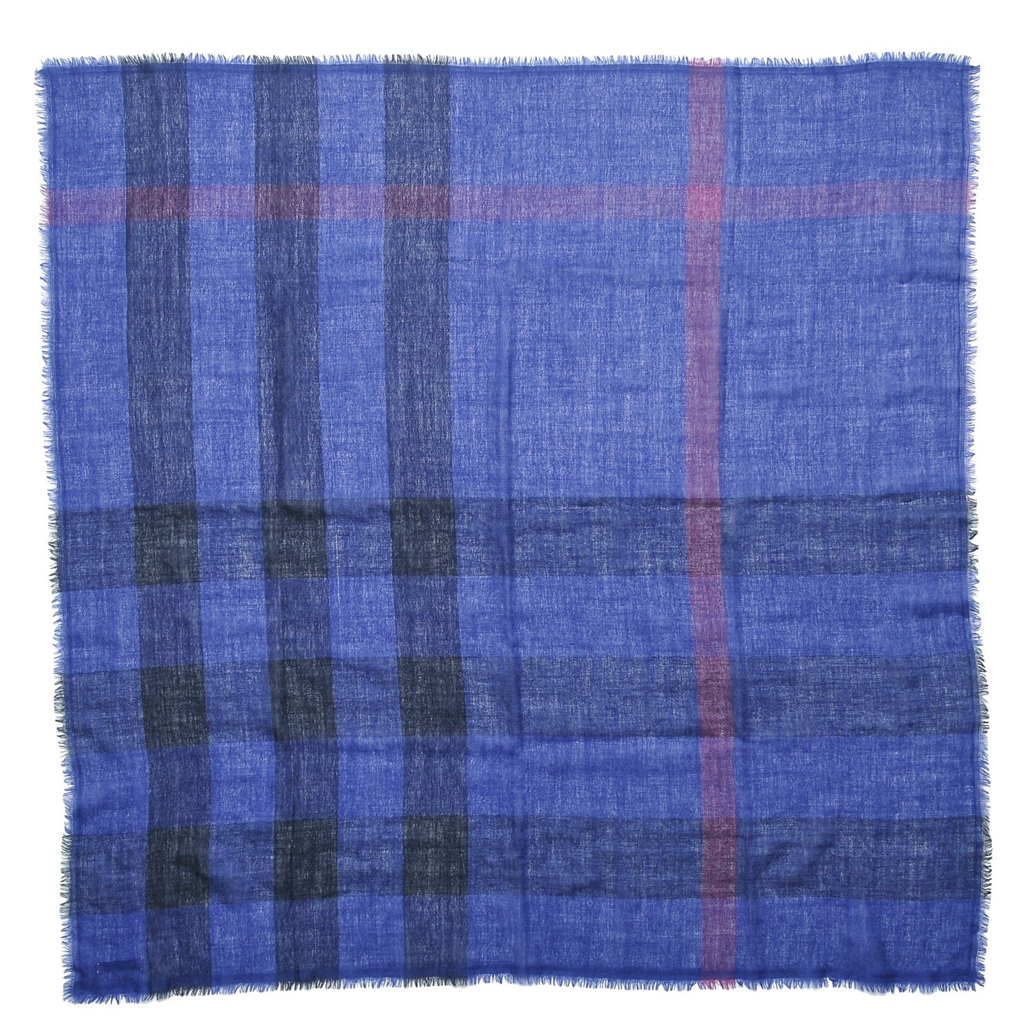 Burberry Merino Wool Check Square Scarf Blue 1 of 3