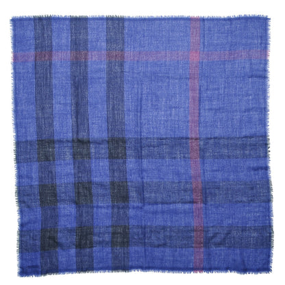 Burberry Merino Wool Check Square Scarf Blue 1 of 3