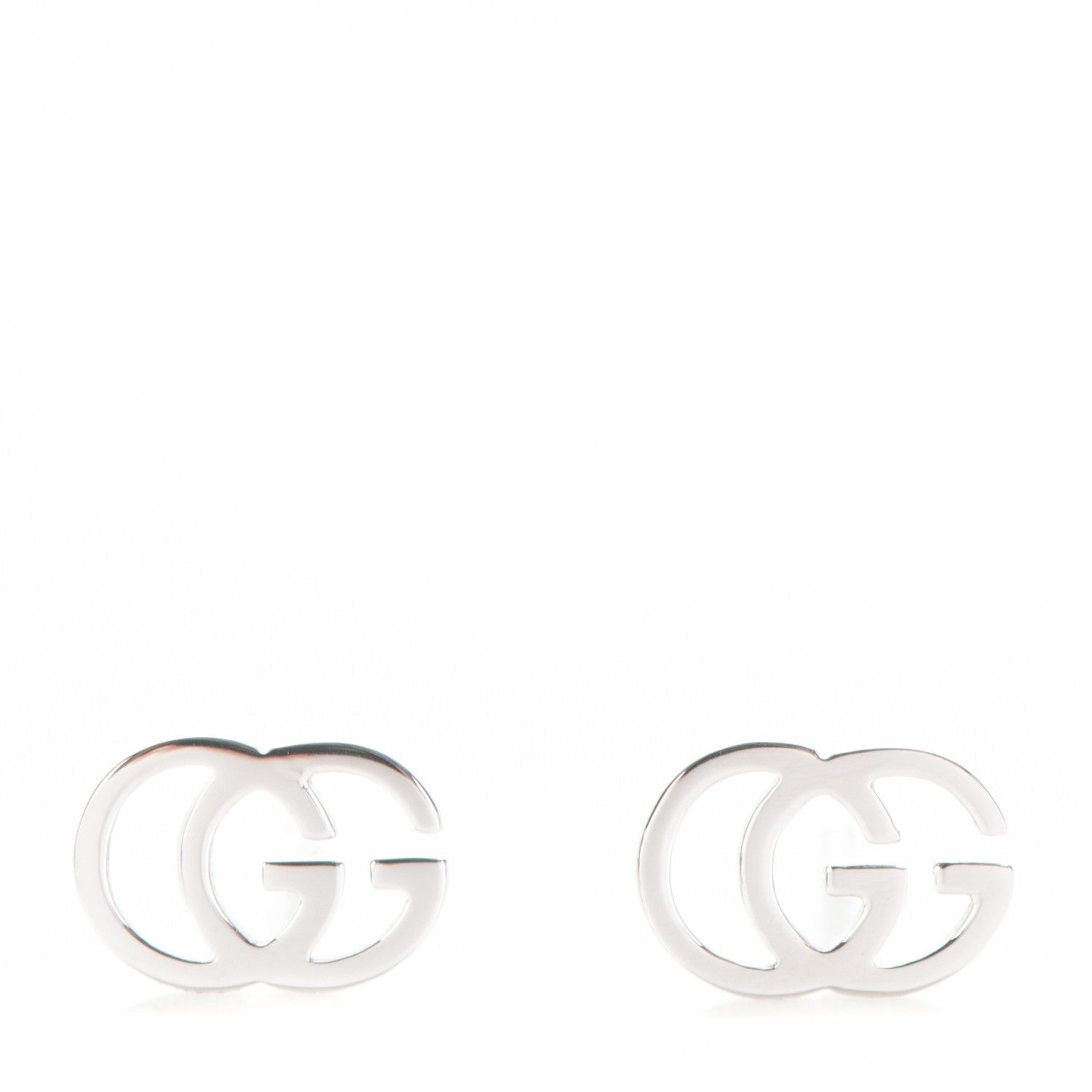 Gucci 18K White Gold GG Tissue Stud Earrings 1 of 4