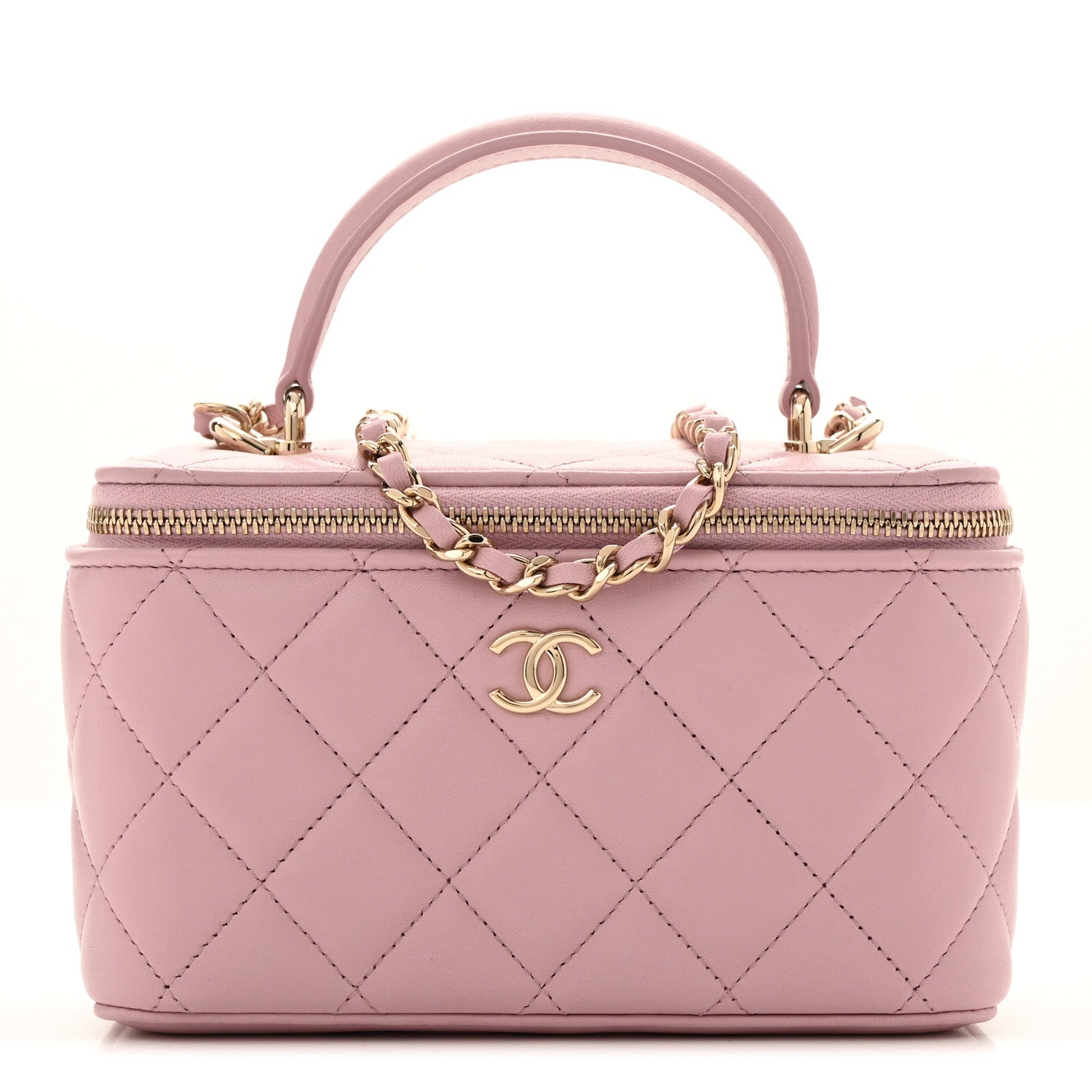 Chanel Lambskin Quilted Small Top Handle Vanity Case With Chain Pink 1 of 12