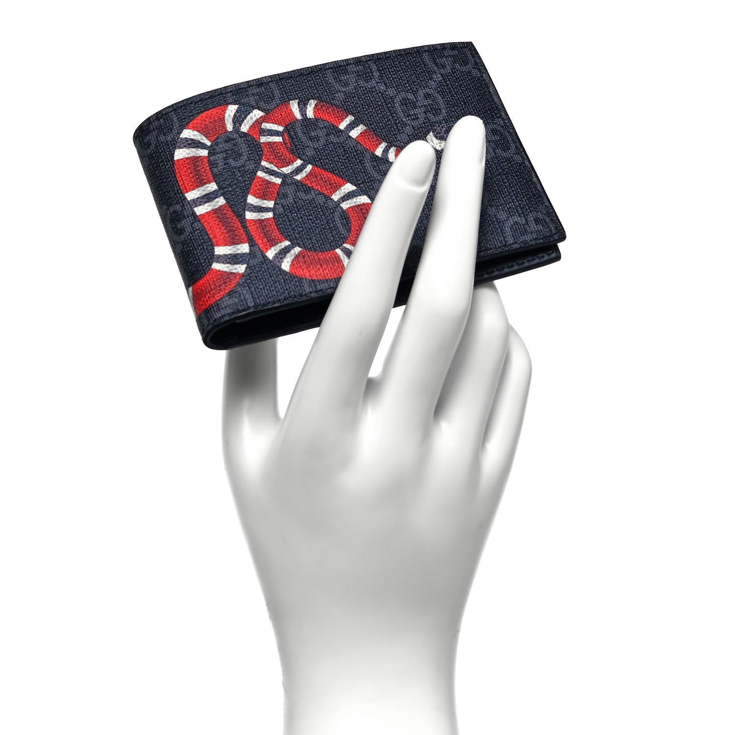 GG Supreme Monogram Kingsnake Bi-Fold Wallet Black Grey
