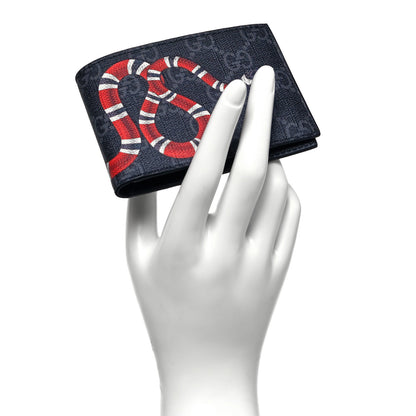 Gucci GG Supreme Monogram Kingsnake Bi-Fold Wallet Black Grey 2 of 7