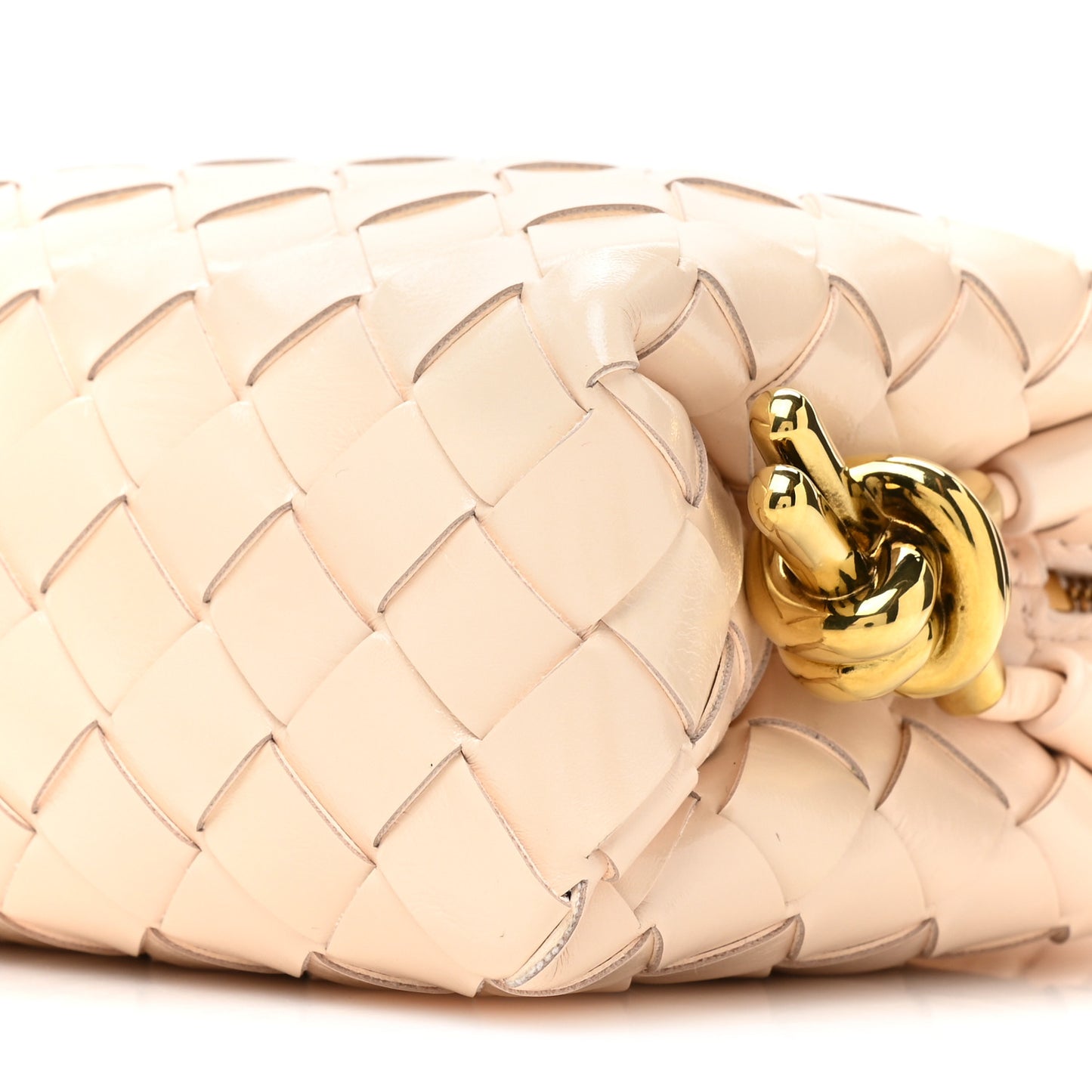 Patent Nappa Intrecciato Metallic Knot Mini Loop Camera Bag Macaroon