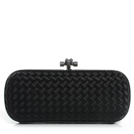 Bottega Veneta Ayers Satin Intrecciato Stretch Knot Clutch Nero Black 1 of 8