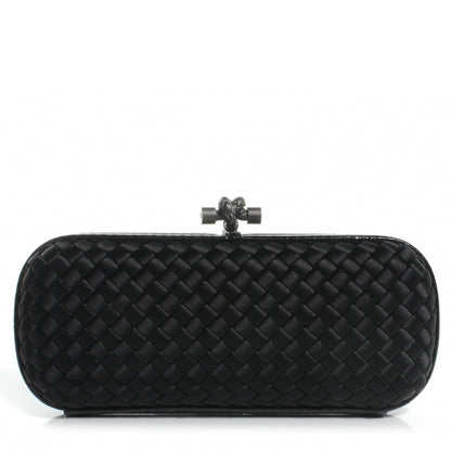 Bottega Veneta Ayers Satin Intrecciato Stretch Knot Clutch Nero Black 1 of 8
