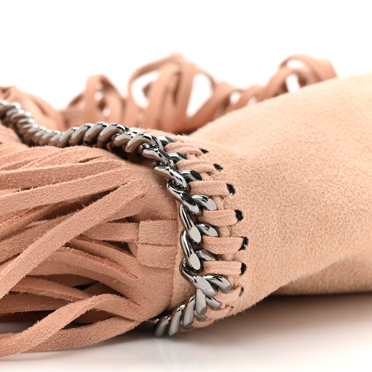 Shaggy Deer Fringe Tiny Falabella Tote Powder