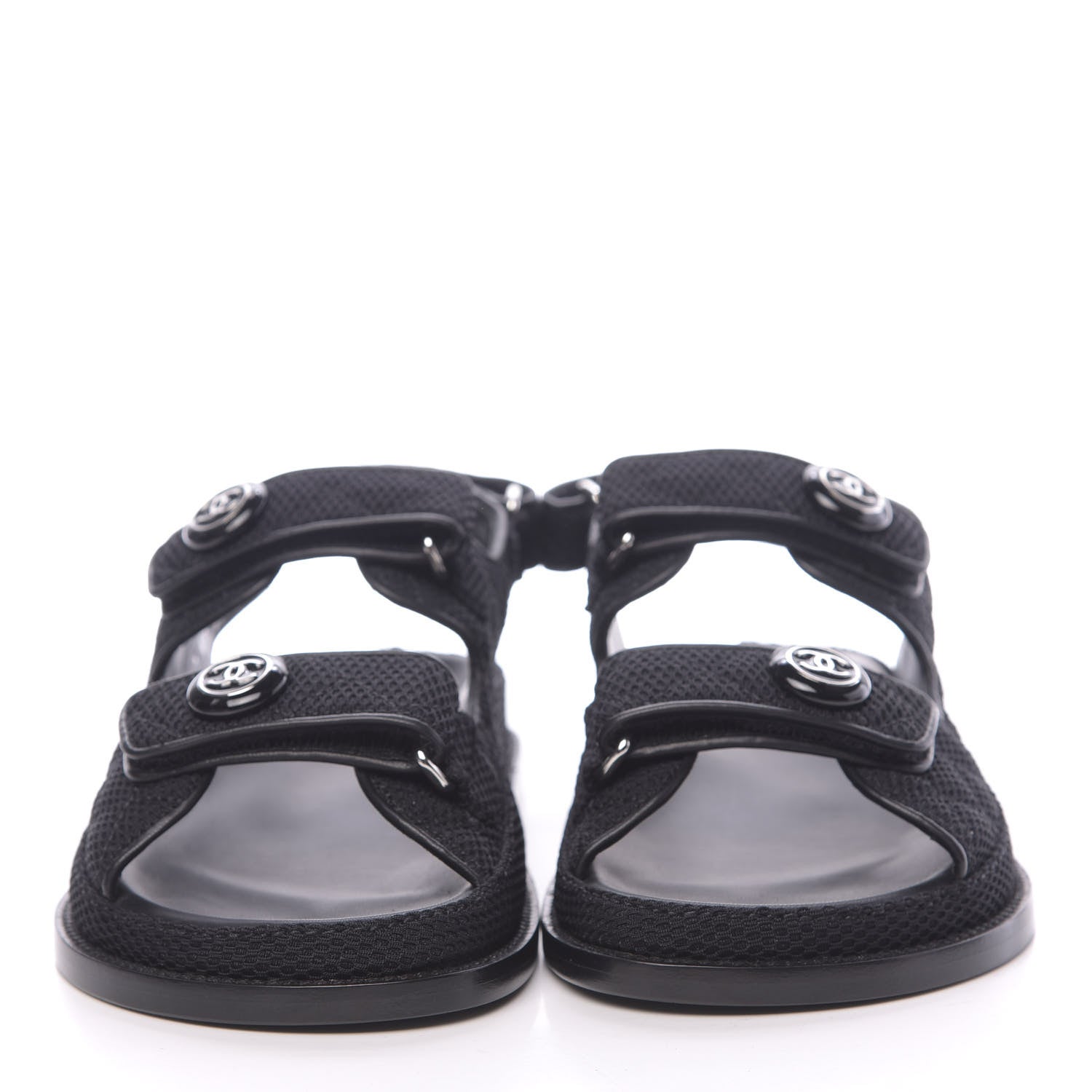 Chanel Fabric Velcro Dad Sandals 38 Black 2 of 9