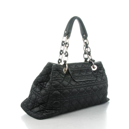 Christian Dior Satin Cannage Charming Lock Flap Shoulder Bag Black 3 of 7