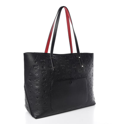 MCM Calfskin Ottomar Monogram Medium Klara Shopper Tote Black 3 of 10