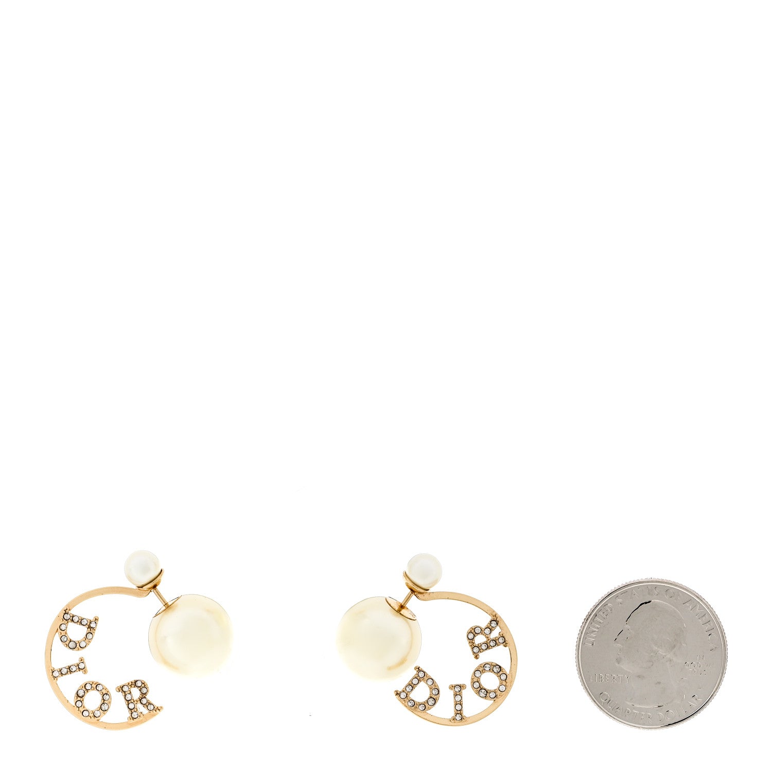 【ChristianDior】ピアス Tribales Christian Dior Metal Pearl Crystal Logo Tribales Earrings Gold