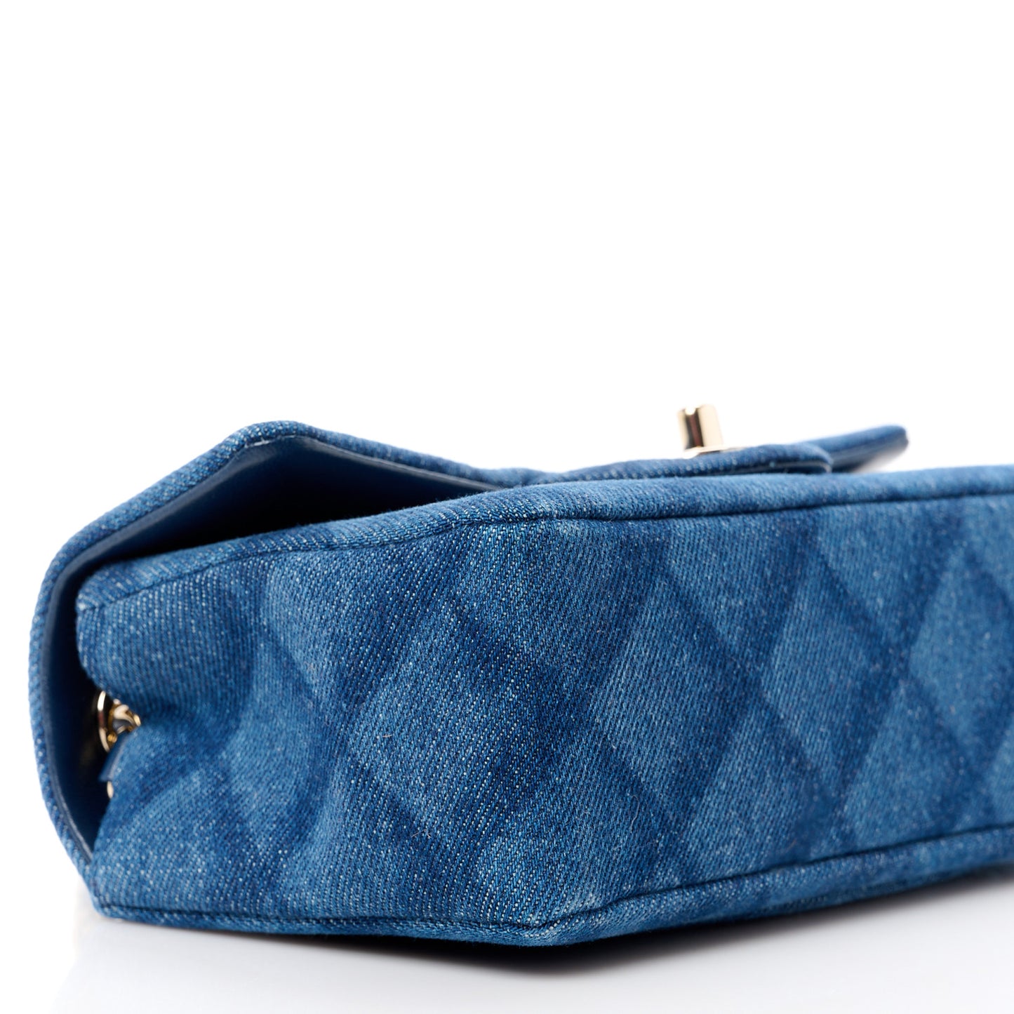 Printed Denim Quilted Mini Rectangular Flap Dark Blue