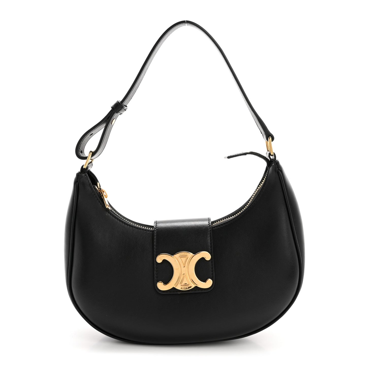 Smooth Calfskin Medium Strap Ava Triomphe Shoulder Bag Black