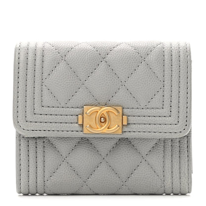 Chanel Caviar Quilted Compact Boy Flap Wallet Grey 1 of 7