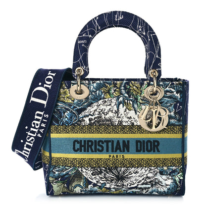 Christian Dior Canvas Embroidered Zodiac Medium Lady D-Lite Blue Multicolor 1 of 8