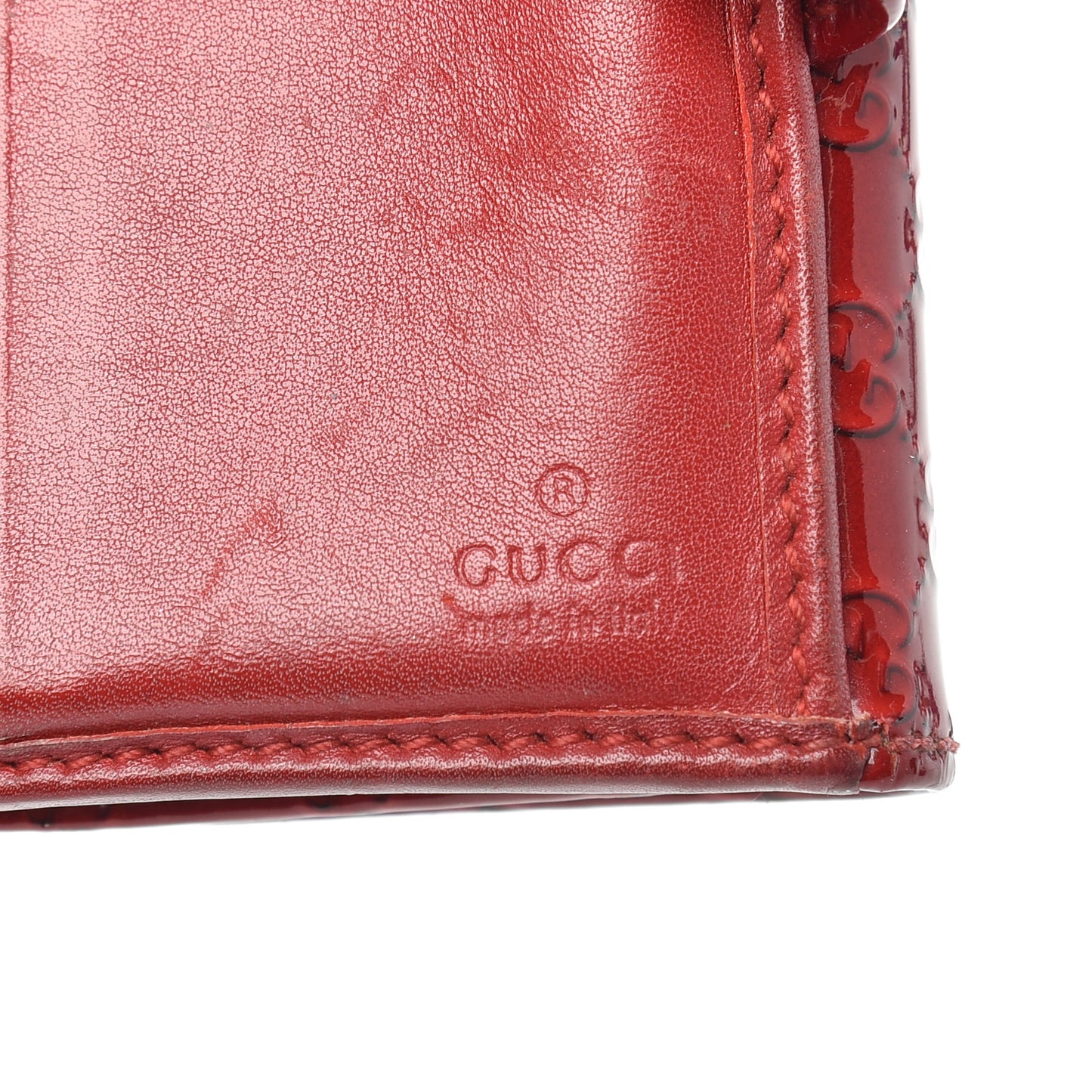 Patent Guccissima Mayfair French Flap Wallet Red