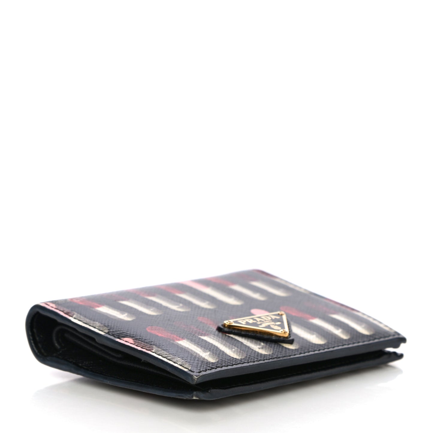 Saffiano Lipstick Print Bi-Fold Wallet Black