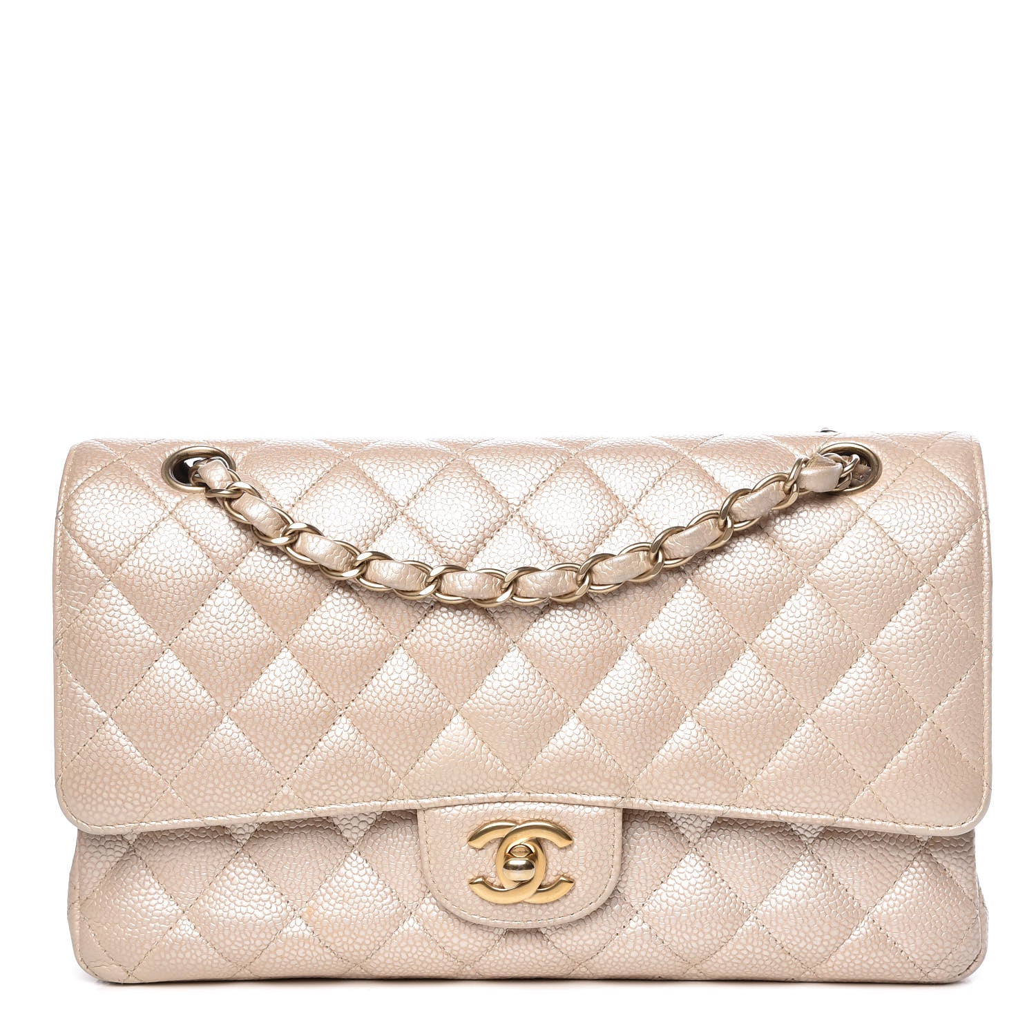 Chanel Pearly Caviar Quilted Medium Double Flap Light Beige 1 of 10
