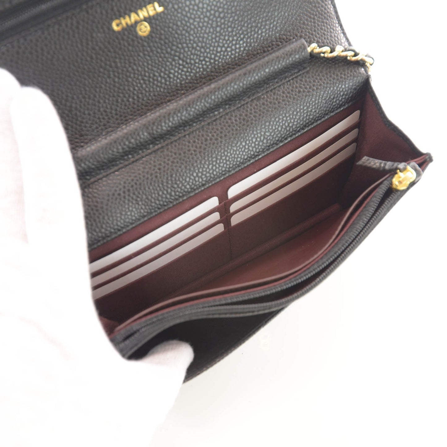 Caviar Quilted Wallet On Chain WOC Black