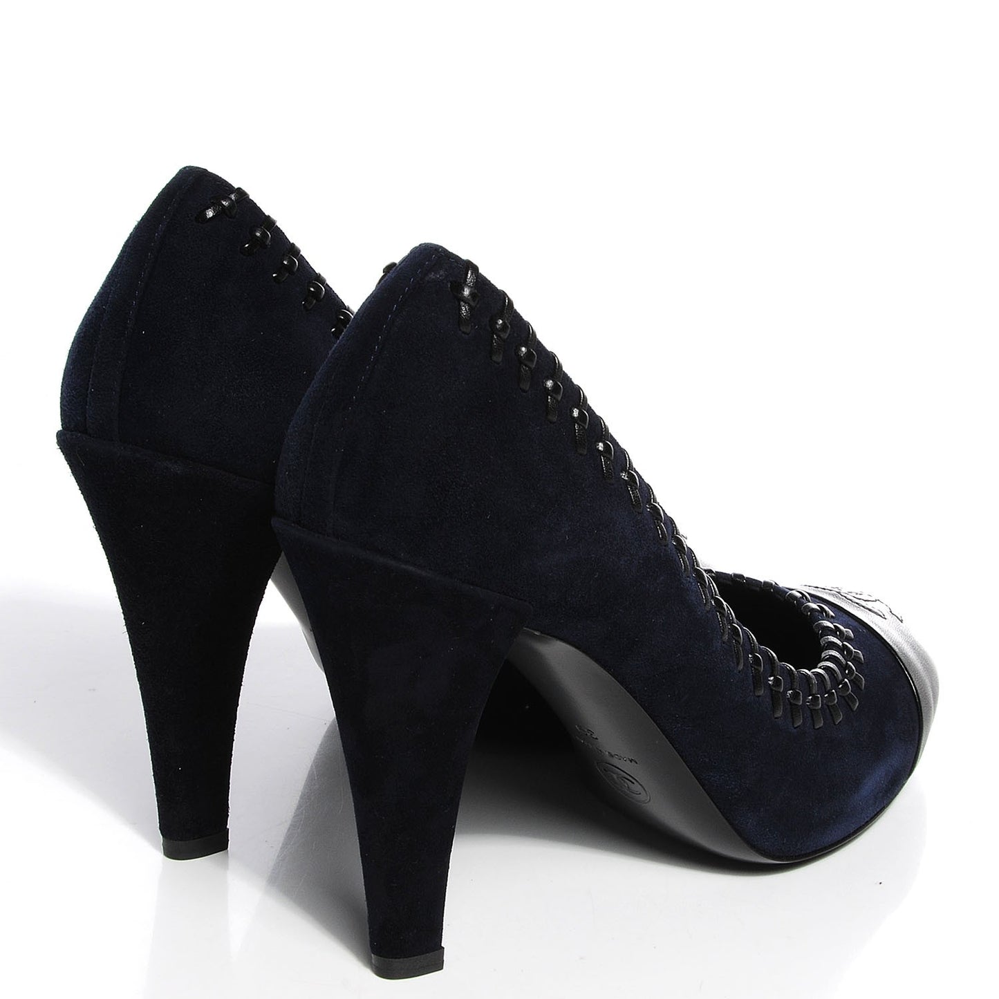 Suede CC Cap Toe Pumps 39 Navy Black