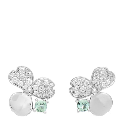 Tiffany Platinum Diamond Green Tourmaline Paper Flowers Earrings 1 of 4