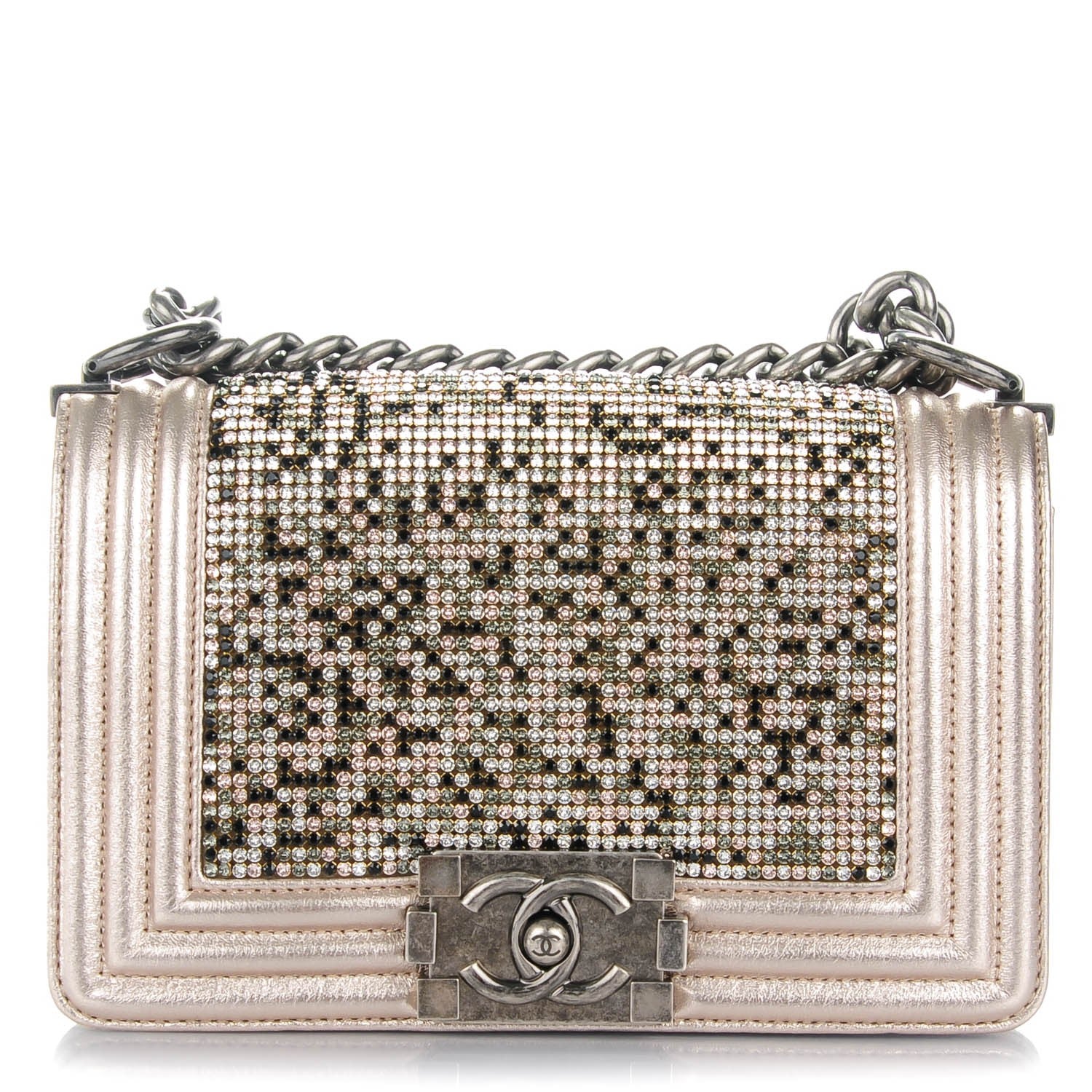 Chanel Metallic Lambskin Strass Small Boy By Night Flap Pink 1 of 7