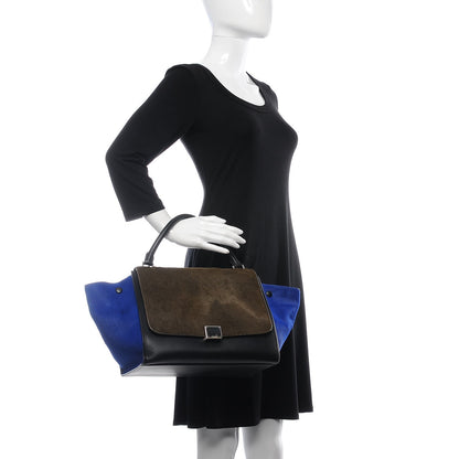 Celine Pony Hair Smooth Calfskin Tri-color Medium Trapeze Cobalt 2 of 7