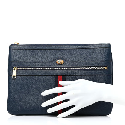 Gucci Textured Calfskin Large Ophidia Pouch Clutch Blue Agata 2 of 7