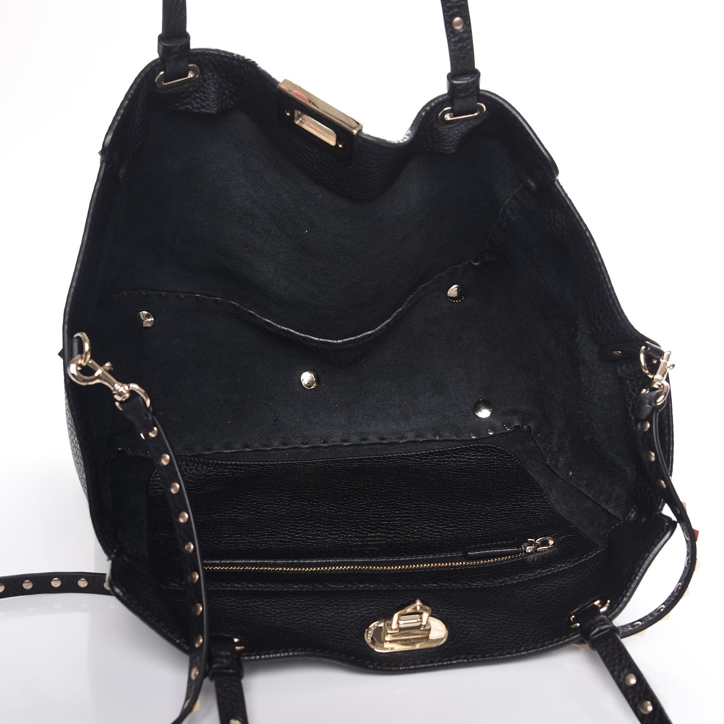 Alce Printed Calfskin Medium Rockstud Tote Black