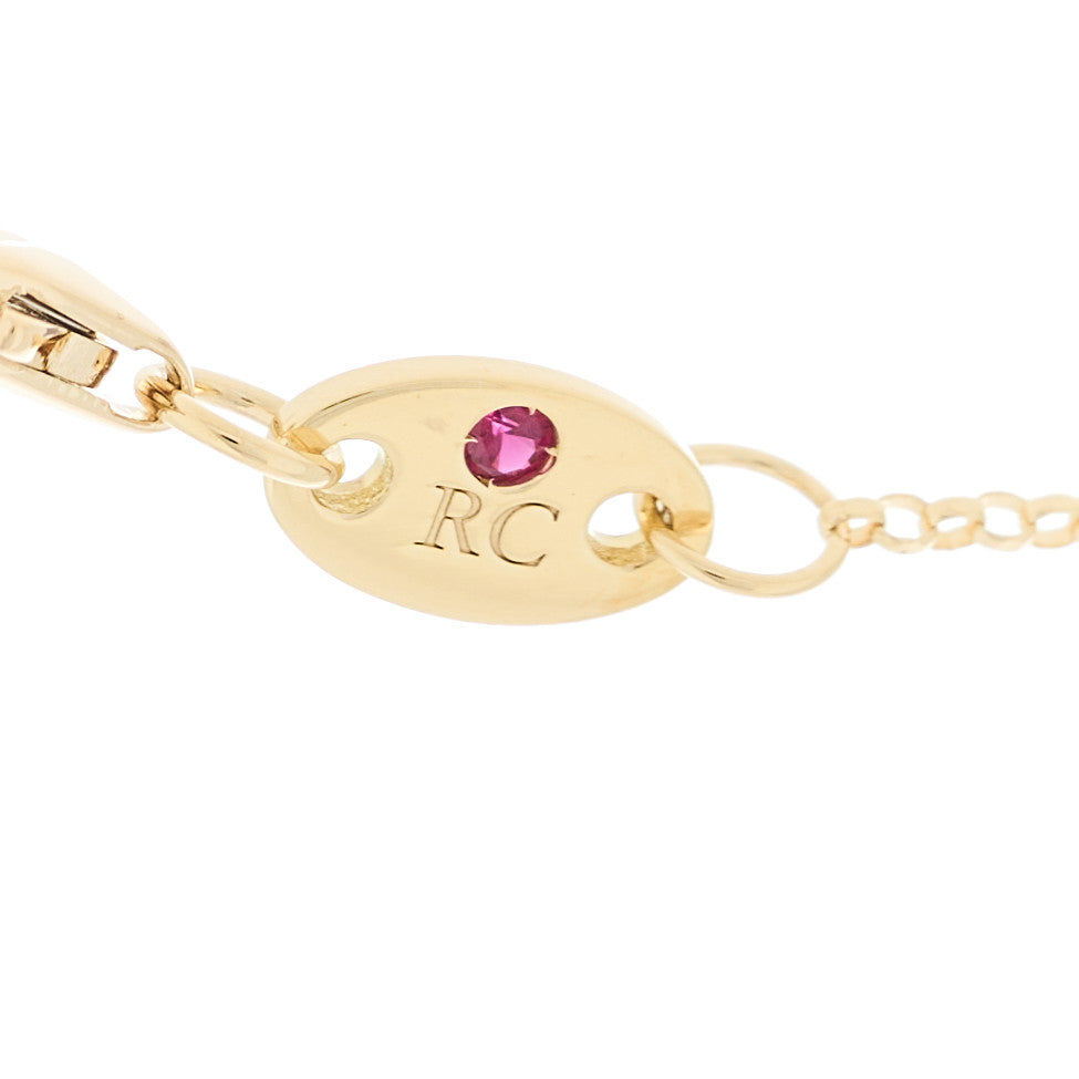 18K Yellow Gold Diamond Princess Flower Charm Station Necklace