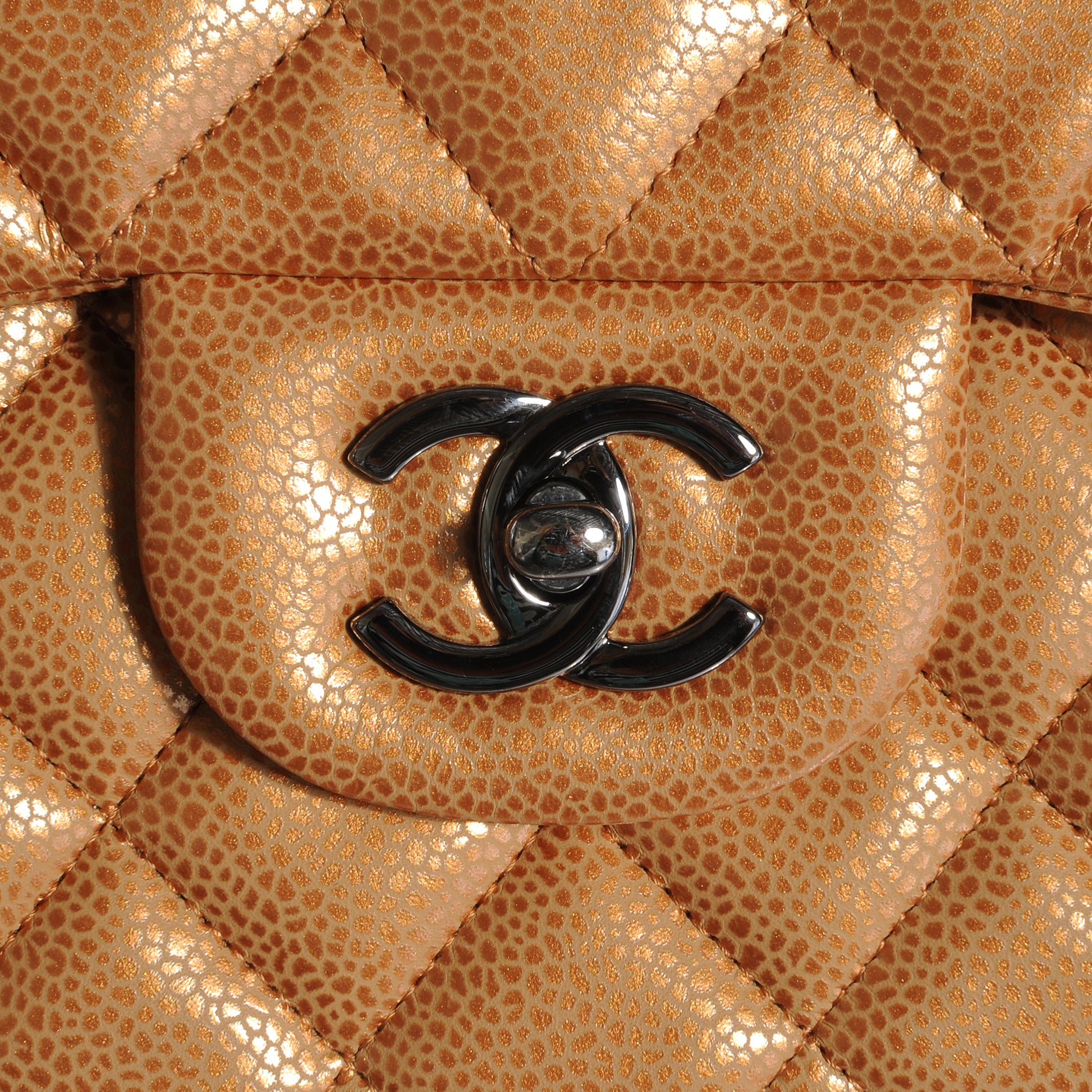 Chanel Metallic Caviar Quilted Jumbo Double Flap Copper 5 of 10