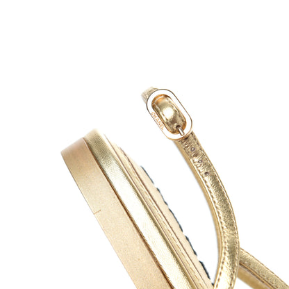 Chanel Laminated Lambskin CC Sandals 39.5 Gold 23 of 30