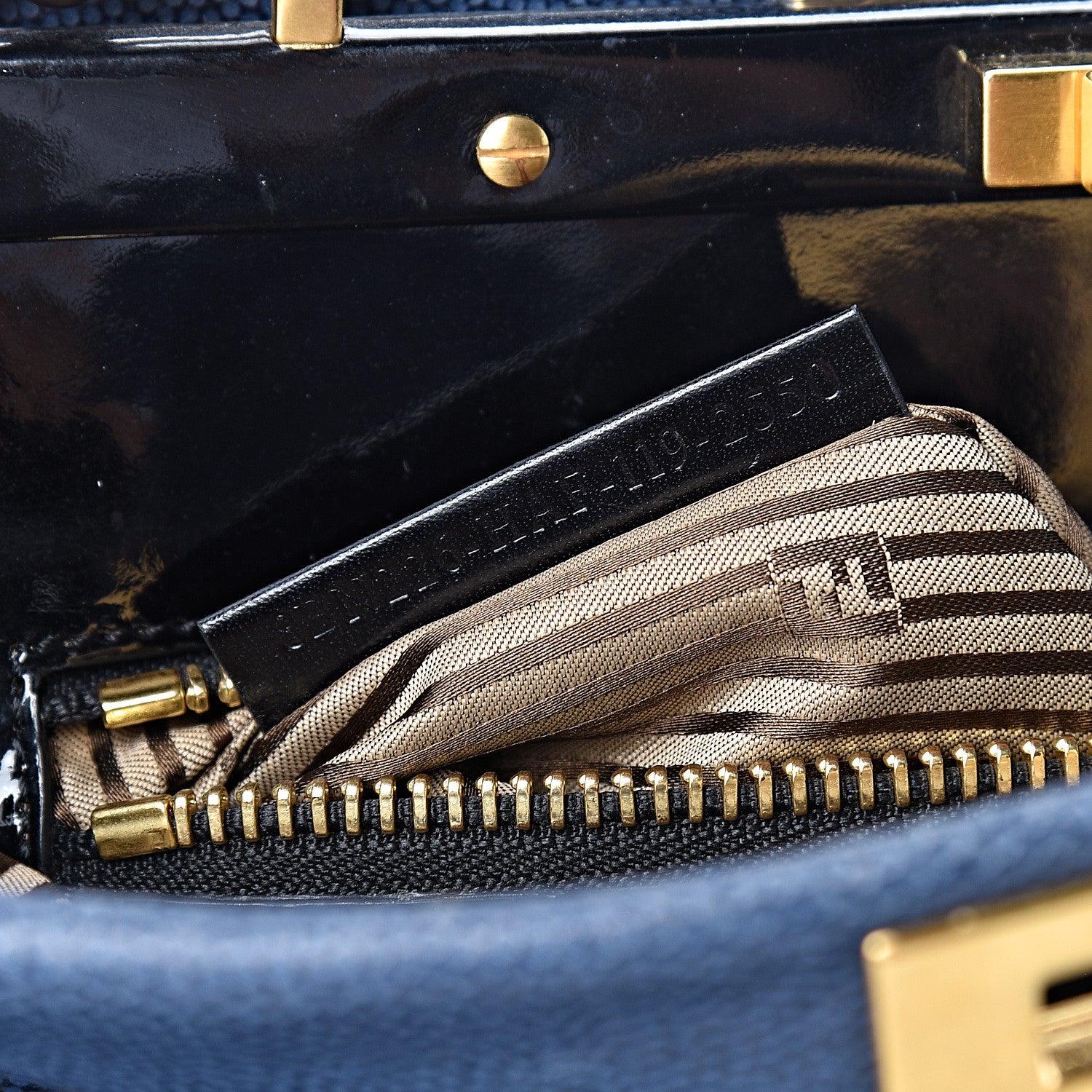 Fendi Patent Medium Peekaboo Iconic Satchel Blue 8 of 13