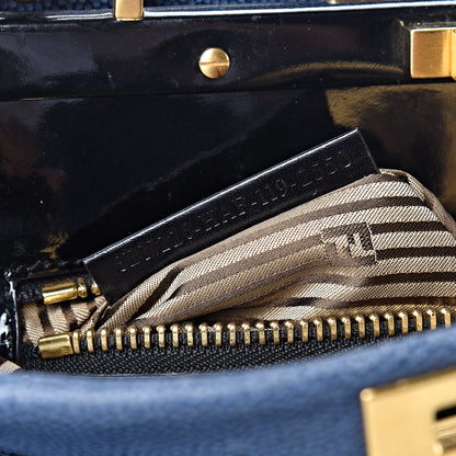 Fendi Patent Medium Peekaboo Iconic Satchel Blue 8 of 13