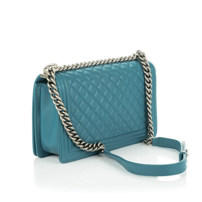 Chanel Lambskin Quilted New Medium Boy Flap Dark Turquoise 3 of 8