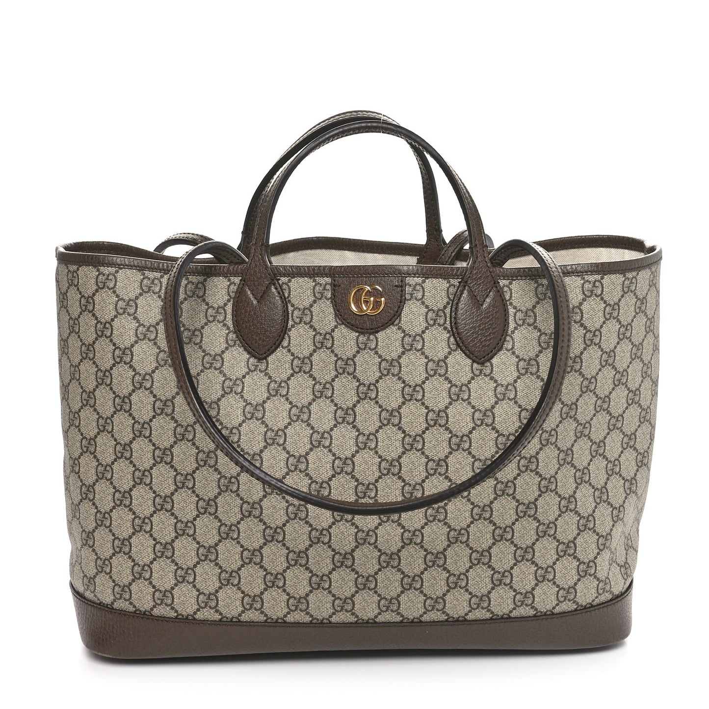 GG Supreme Monogram Textured Calfskin Medium Ophidia Shoulder Tote Bag Beige Ebony New Acero
