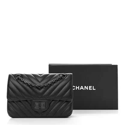 Chanel Aged Calfskin Chevron Quilted 2.55 Reissue Mini Flap So Black 13 of 13