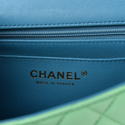 Chanel Lambskin Quilted Mini Rectangular Flap Green Blue 6 of 11
