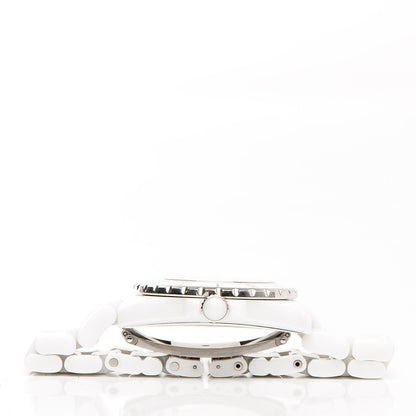 Chanel Stainless Steel Ceramic Diamond 38mm J12 Automatic Watch White 5 of 7