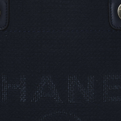 Chanel Mixed Fibers Calfskin Medium Deauville Tote Navy Blue 9 of 12