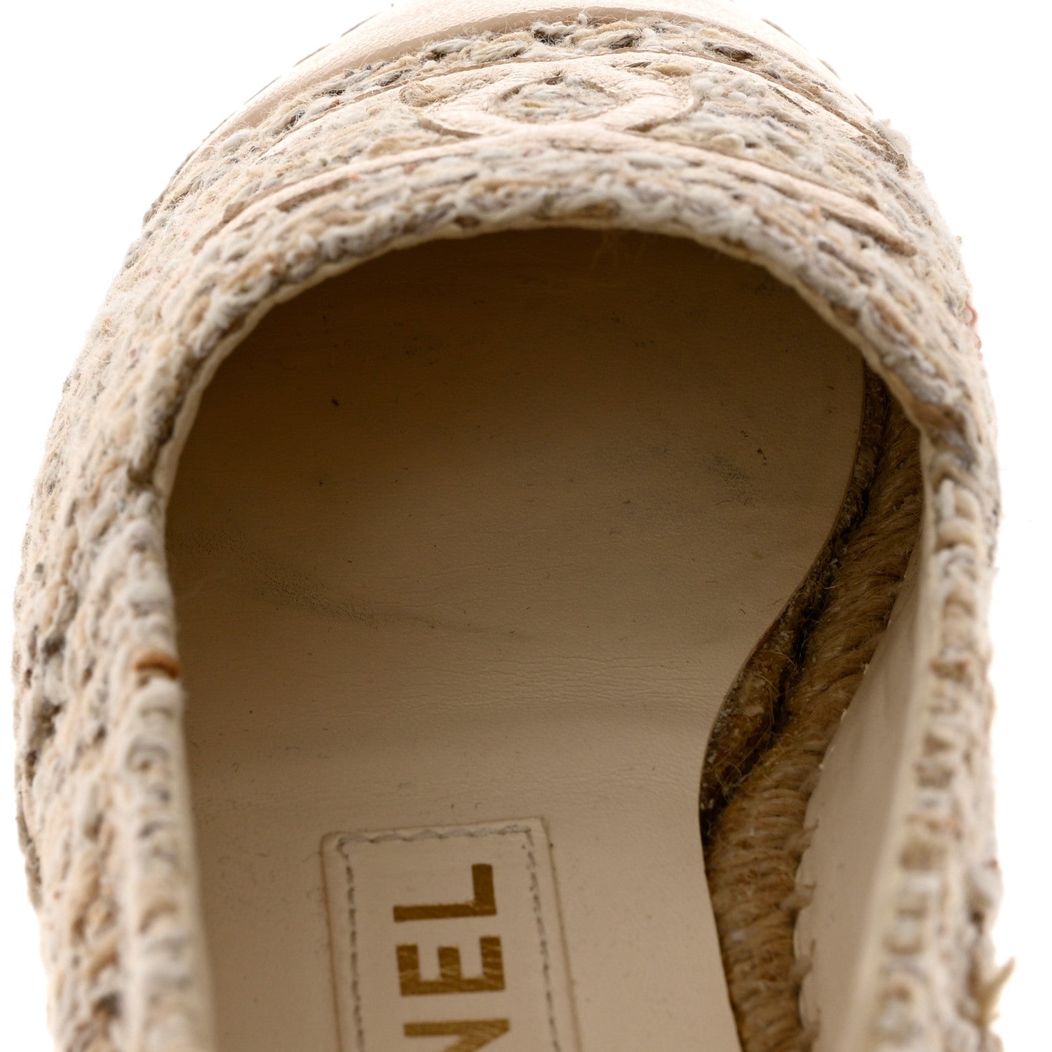 Chanel Tweed Lambskin CC Espadrilles 35 Beige 10 of 12