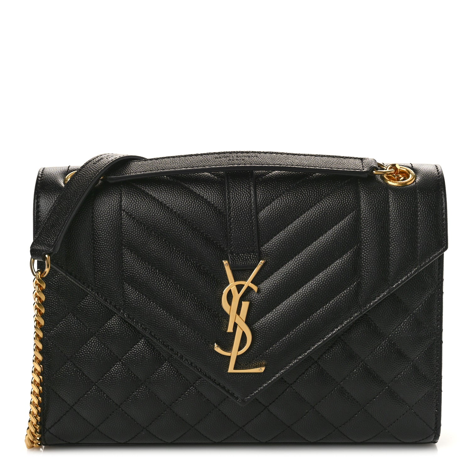 Saint Laurent Grain De Poudre Textured Mixed Matelasse Triquilt Medium Monogram Satchel Black 1 of 9