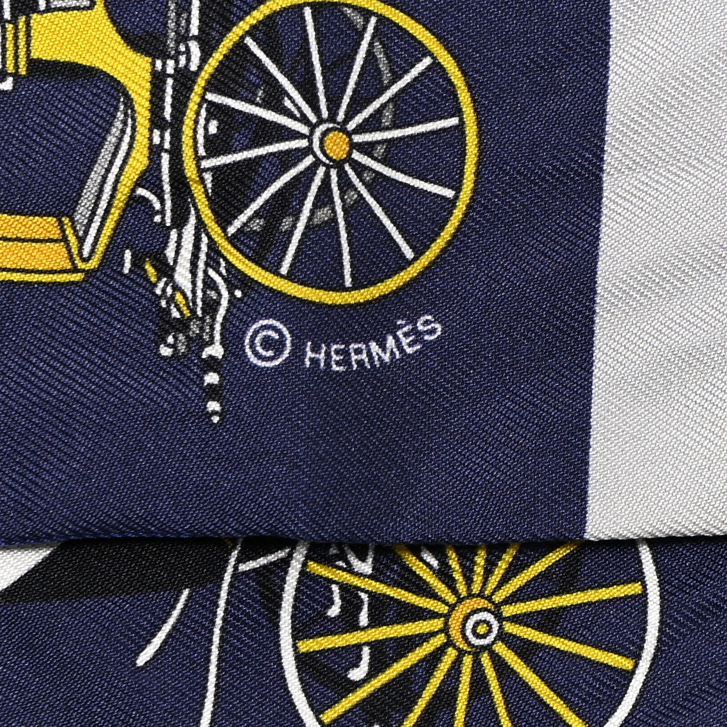 Hermes Silk Les Voitures Exquises Twilly Marine Gris Gold 4 of 6