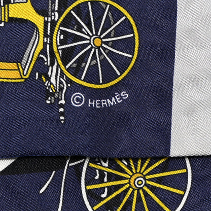 Hermes Silk Les Voitures Exquises Twilly Marine Gris Gold 4 of 6
