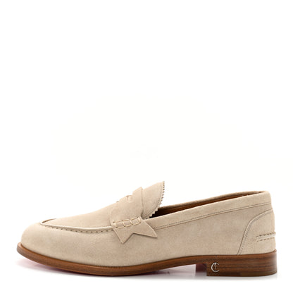 Christian Louboutin Veau Velours Mens No Penny Flat Loafers 41.5 Natural 1 of 8