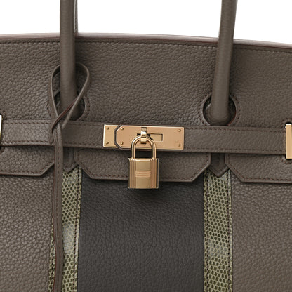 Hermes Taurillon Clemence Lizard Club Birkin 35 Etain Graphite 7 of 9