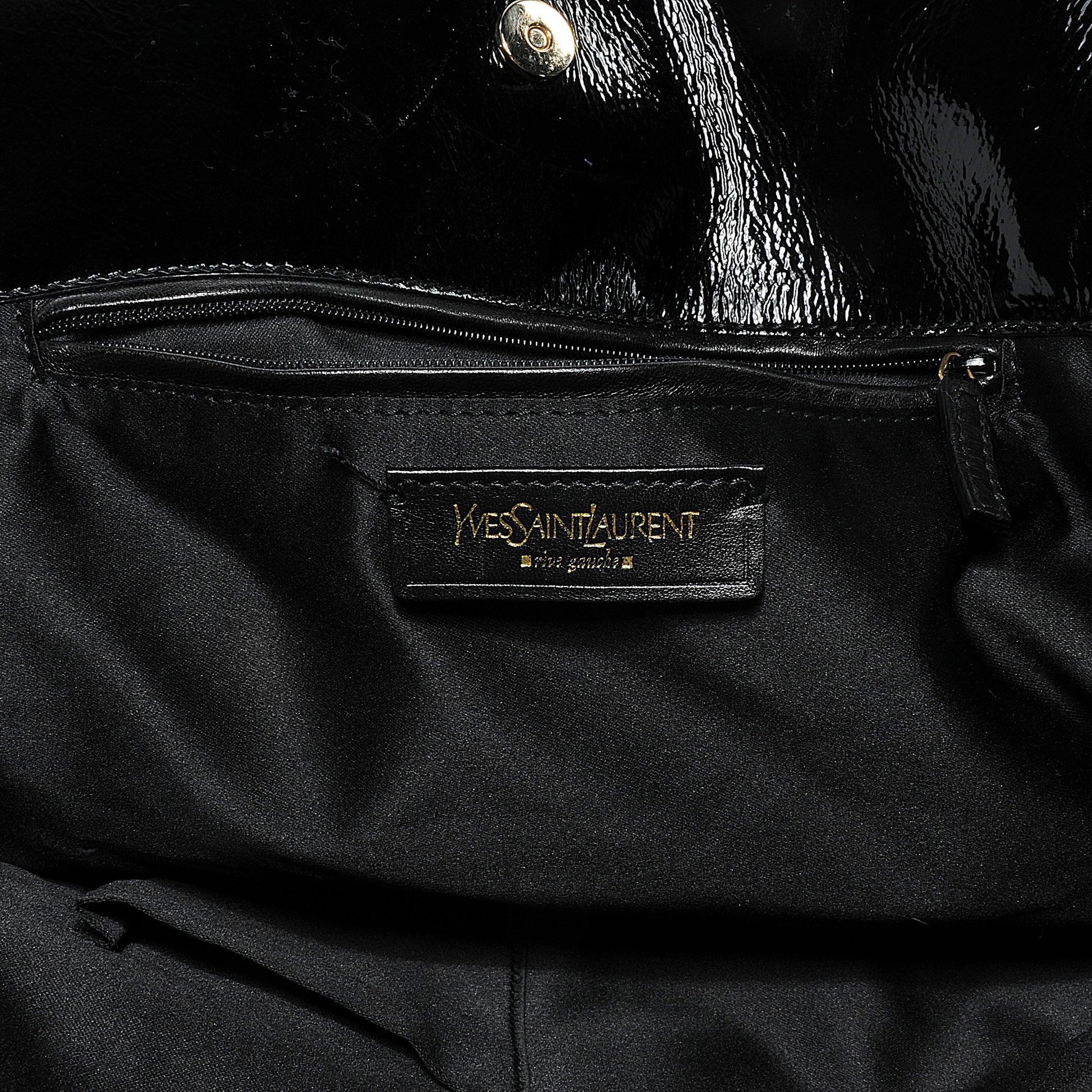 Saint Laurent Patent Crocodile Embossed Tribute Tote Black 6 of 8